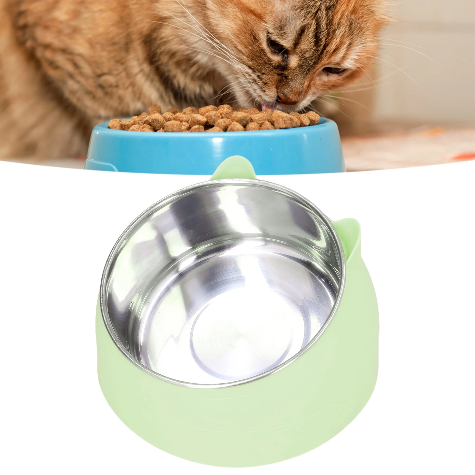 

Pet Heating Bowl Nordic Stainless Steel To Protect Cervical Spine Constant Temperature Cat Food Bowl US Plug 100‑240V Green