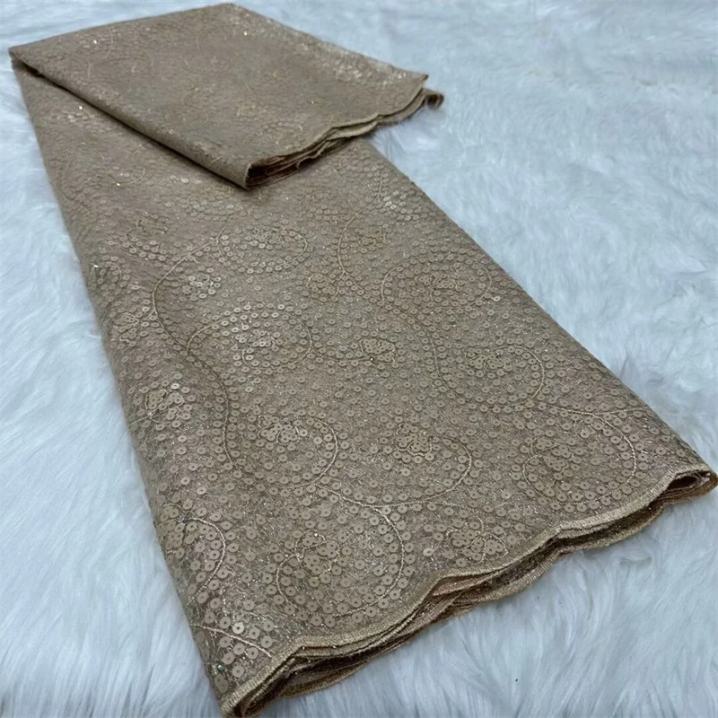 

Luxurious Nigerian Positioning Stones French Lace 2024 High Quality Sequins Gold Embroidery African Net Lace Fabric for Dress