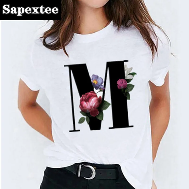 26 Letter Printed Women T-shirts Harajuku 2021 New Tops Casual Tee Summer Short Sleeve Graphic Female T shirt for Women Clothing - 3