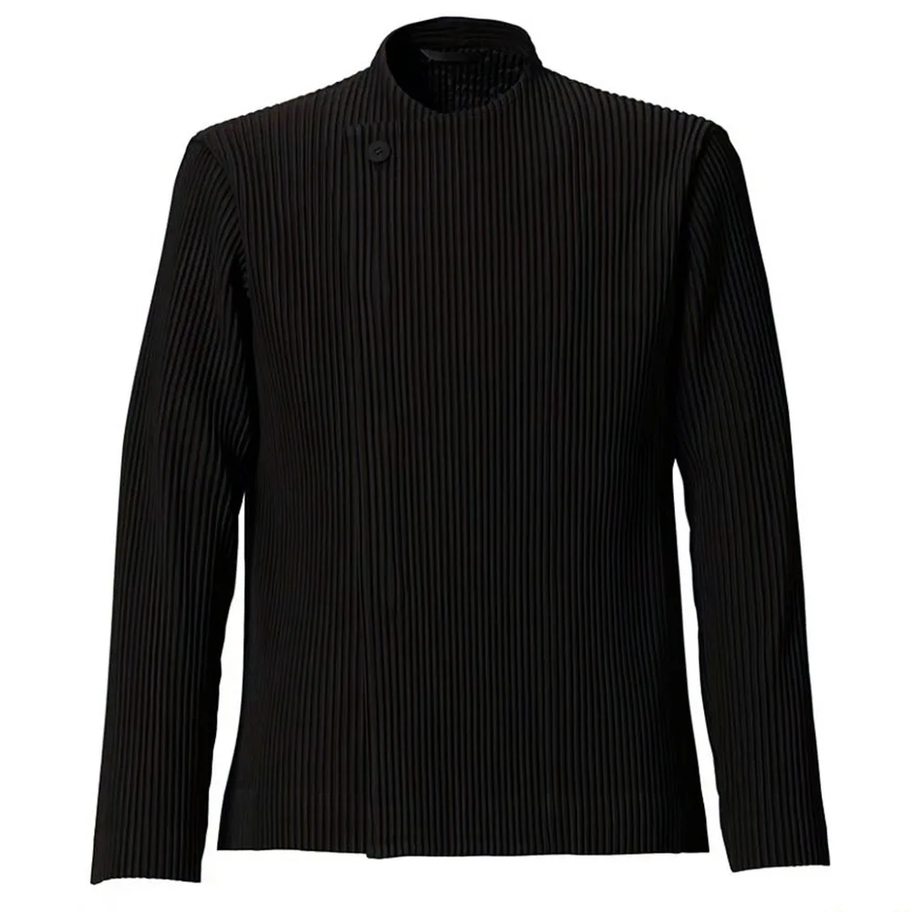 Original Pleated Fall Men's Jacket 2024 New Simple Retro Business Casual Suit Cardigan Men's Pleated Long-sleeved Blouse 6