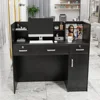 Modern Reception Desk with Counter and Storage Shelves Reception Room Desk (Black)  18.9"D x 43.7"W x 47.2"H 6