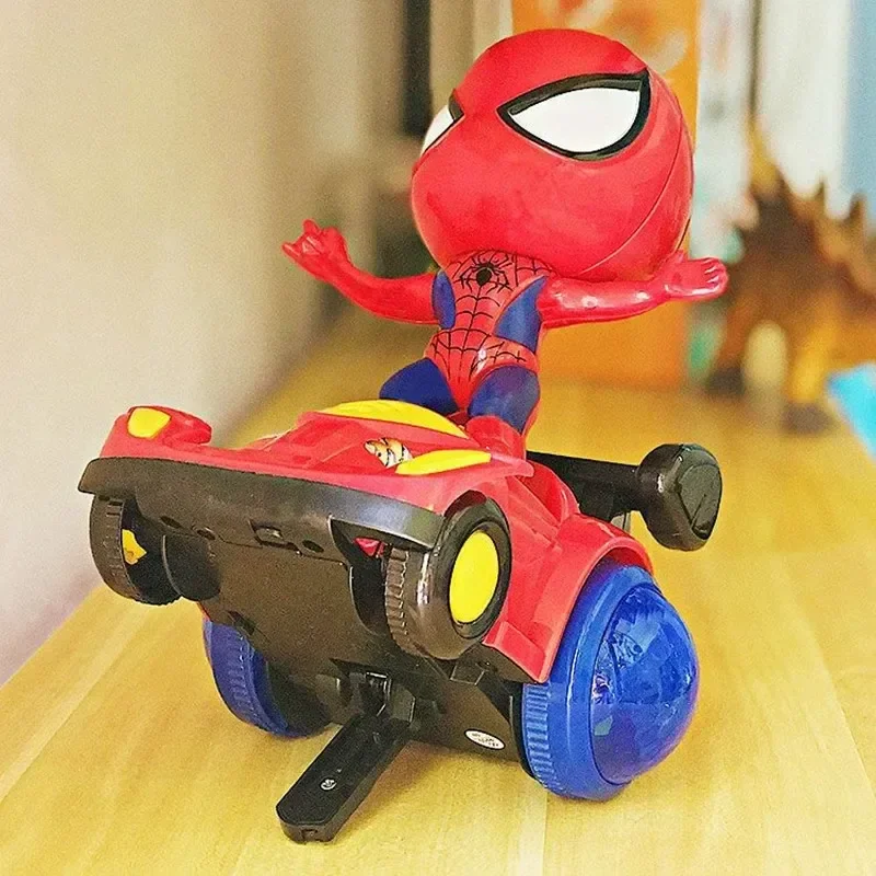 マーベルスパイダーマン自動フリップ回転スケートボード音響光学車