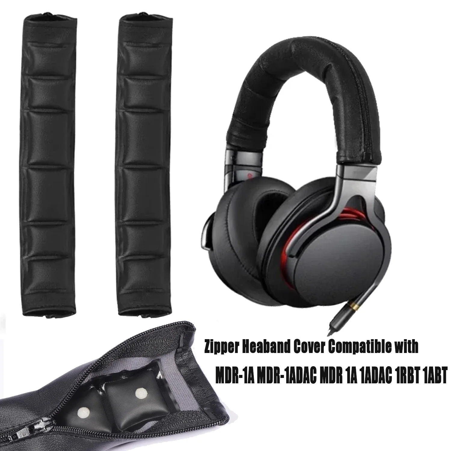 Zipper Headband for Sony MDR-1ADAC/ 1ABT/ 1AM2/ 1R/ 1RNC/ 1RBT/ 1A Headband Cover Pad Cushion Replacement Easy Installation