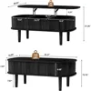 Fluted Lift Top Coffee Table with Hidden Compartment, Fully Assembled Wooden Center Table, Modern Oval Lift Tabletop 2