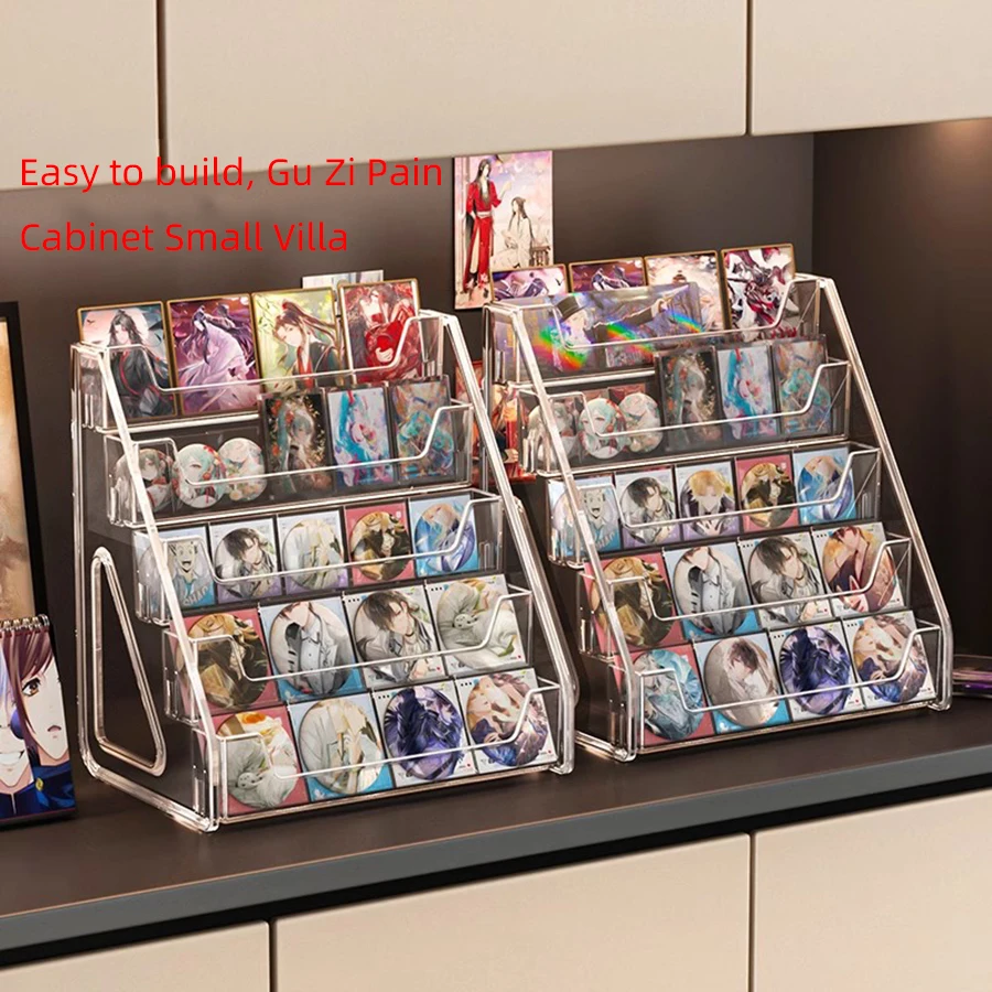 Bar display rack, stepped display desktop, acrylic small card color paper, peripheral flow hemp multi-layer millet storage rack 5