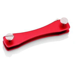 Compact Aluminum Keychain Wallet - Decorative Outdoor Key Organizer and Holder (Red)