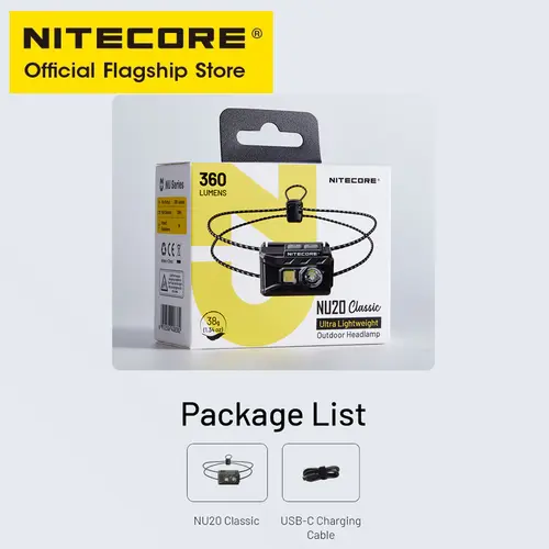 NITECORE NU20 Classic USB-C Rechargeable Headlamp 38 g Ultra Lightweight Headlight For Backpacker Outdoor Camping, Trail Running - Image 6