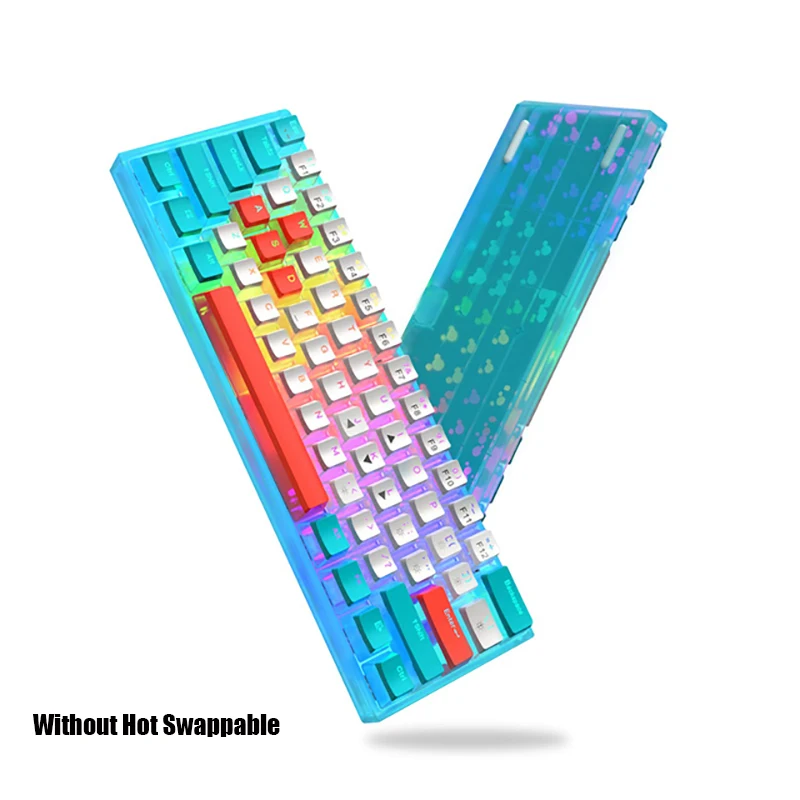 2022 New Womier WK61 Ultra-Slim Gaming Blue 60% Mechanical Keyboard Hot Swappable RGB Pudding Keycap Red Switch Crystalline Base best pc gaming keyboard Keyboards