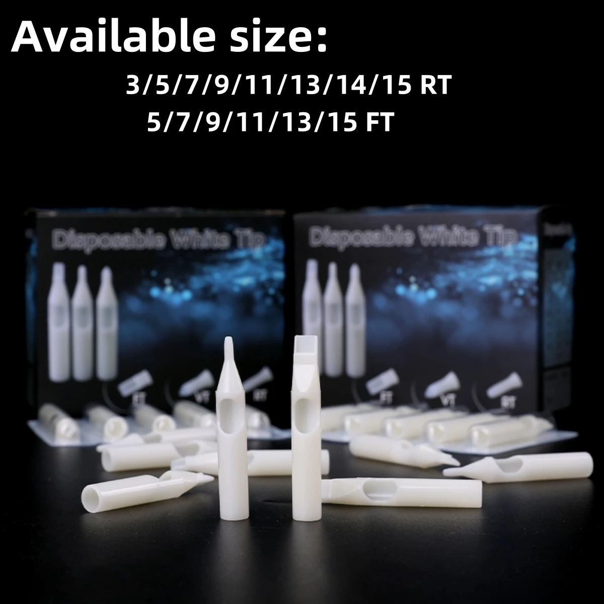 100pcs White Disposable Tattoo Tip Tube Nozzle Round Flat Diamond U Pick Size Supply WSDT-A-100#