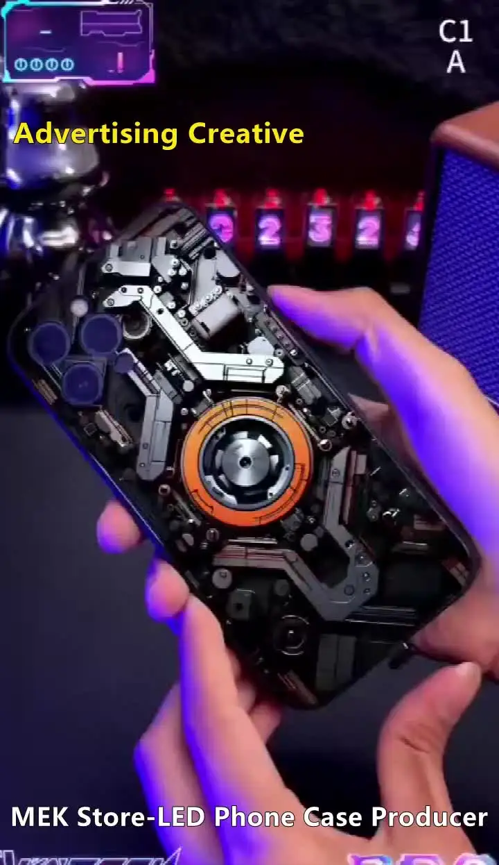 Механический светящийся чехол для телефона со светодиодной подсветкой и стеклом