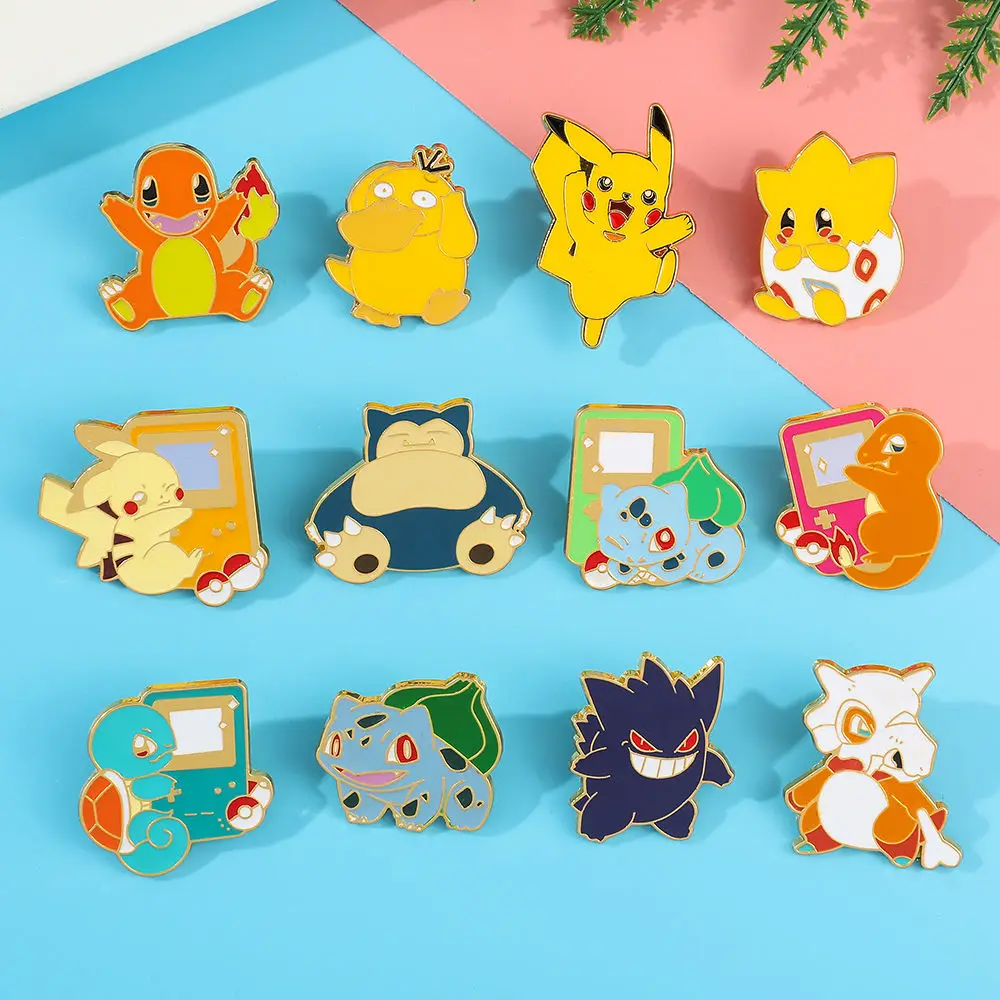 

Pikachu Kawaii High Beauty Brooch Dropping Oil Pendant Creative Cartoon Charmander Blastoise Animated Brooch Badge