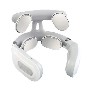 4 Heads Smart Neck Massager Protection Heating Machines Wireless Neck and Shoulder Massager Rechargeable White 1