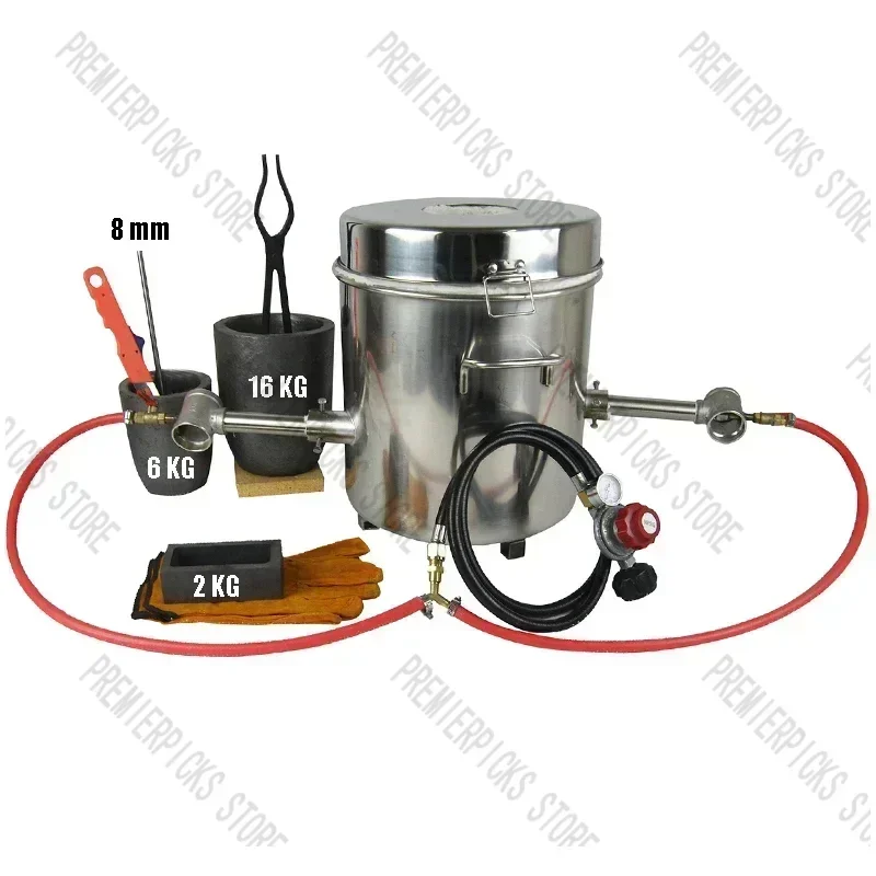 16 KG 대형 가스 금속 용해로 키트 2642 ° F/1450 ° C 프로판 포지 듀얼 2 도가니 주조소 가정용 가마 주조 도구