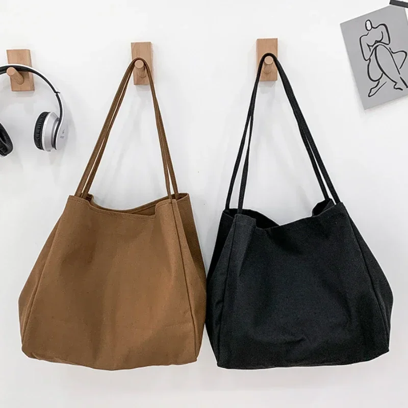 Casual Large Capacity Canvas Shopper Totes High Quality Eco Reusable Grocery Handbag for Women Travel Shoulder Bags Daily Pouch