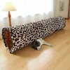 Plush Leopard Print Printed Cat Tunnel Soft and Foldable Cat Friendly Straight Through Three-way Channel Pet Cat Toy