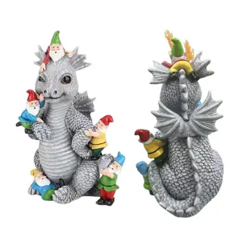 Dragon Gnome Statues Dragon Figurines Resin Animal Dragon Statues Outdoor Statue Gnome Garden Decor Spring Decorations For home 5
