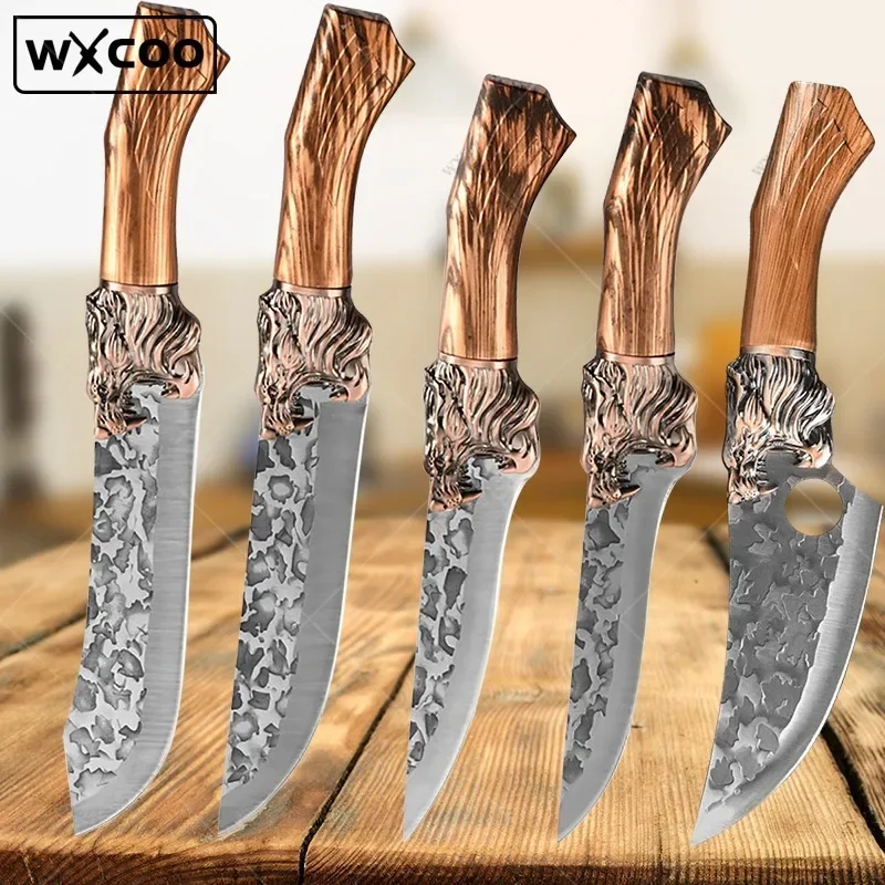 Kitchen Knives WXCOO Forged Kitchen Chef Knife Set Stainless Steel Meat Fish Fruit Vegetables Slicing Knife Butcher Boning Cleaver Knives