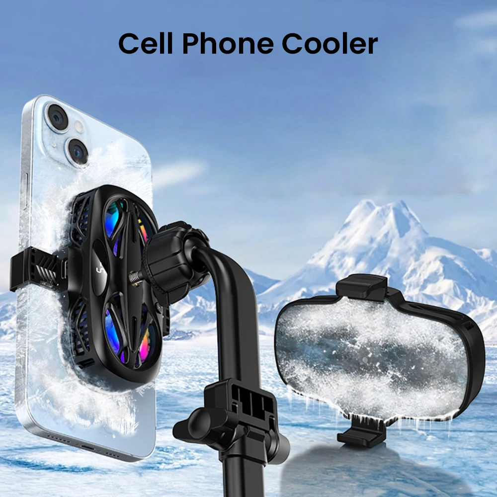 

K12 Dual Fan Phone Cooler Universal Semiconductor Magnetic Cell Phone Cooler 3 Gears Adjustment with Digtal Display RGB Light
