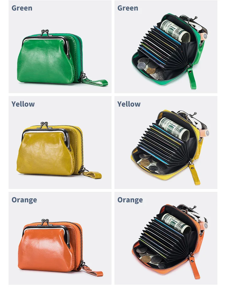 Kurze Damen-Geldbörse aus Leder, 2025, neue Geldbörse aus echtem Leder, Kreditkartenetui, Damen-Geldbörsen, Mini-Ölwachs-Rindsleder-Clutch – Detail 10