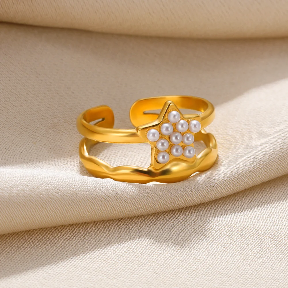 316L Edelstahl Ringe Für Frauen Geometrische Herz Breiten Ring Einstellbare Offenen Ring Mode Schmuck Valentinstag Geschenk – Detail 2