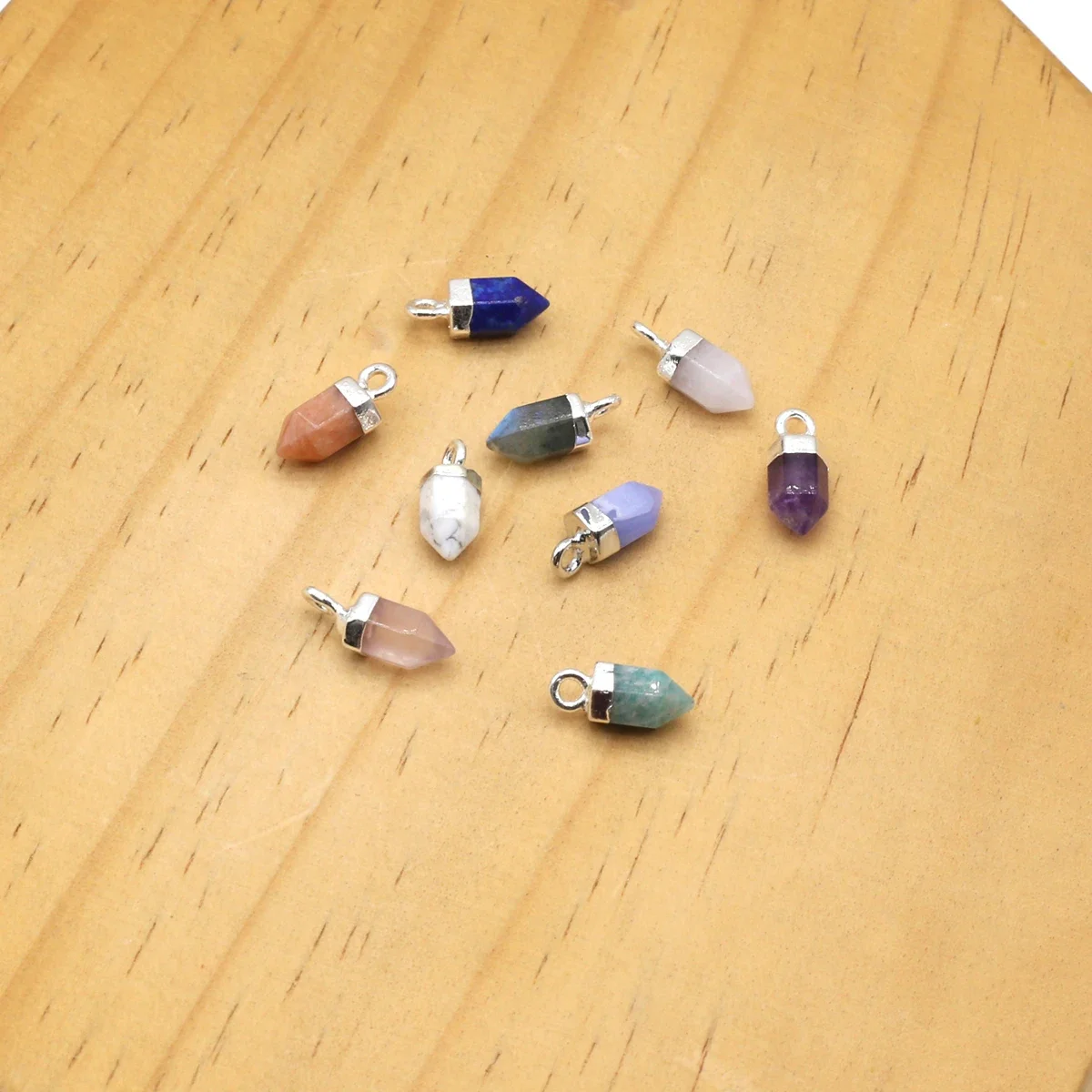 Natural Stone Pendant Hexagonal Pyramid Shape Gemstone Exquisite Charms for Jewelry Making Diy Bracelet Necklace Accessories - 2