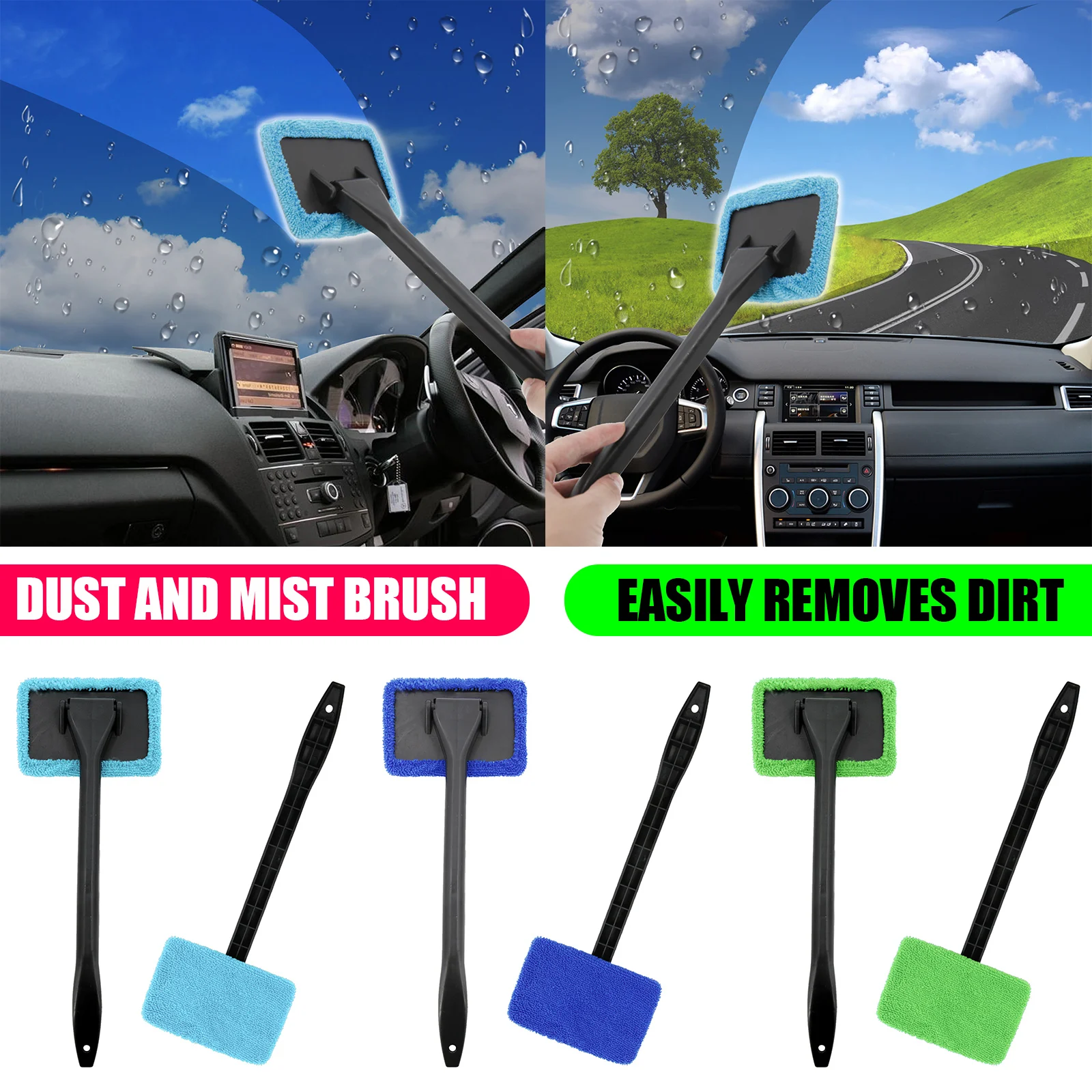 Car Window Cleaner Windshield Wiper Microfiber Snow Frog Ice Scraper Telescoping Brush Auto Wash
