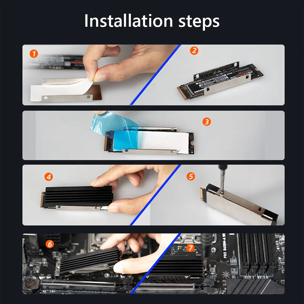 M.2 2280 SSD 방열판, PS5 PC NVME NGFF 2280 SSD 알루미늄 쿨러 방열판, 열 실리콘 패드 쿨러 포함