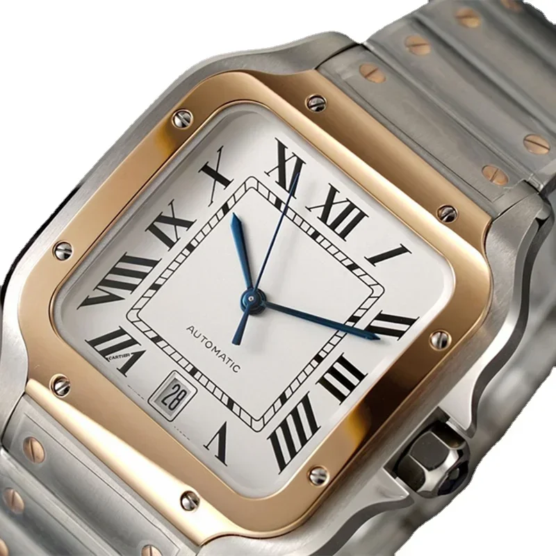 

Luxury New Mens Automatic Mechanical Watch Rose Gold White Rome Black Blue Sport Watches