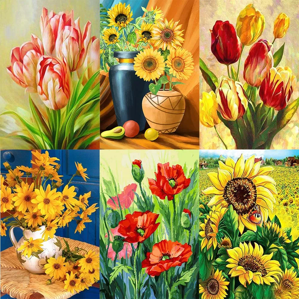 

Flower Landscape 5D DIY Diamond Painting Set Cross Diamond Embroidery Painting Full Round Diamond Mosaic Home Decoration Gift