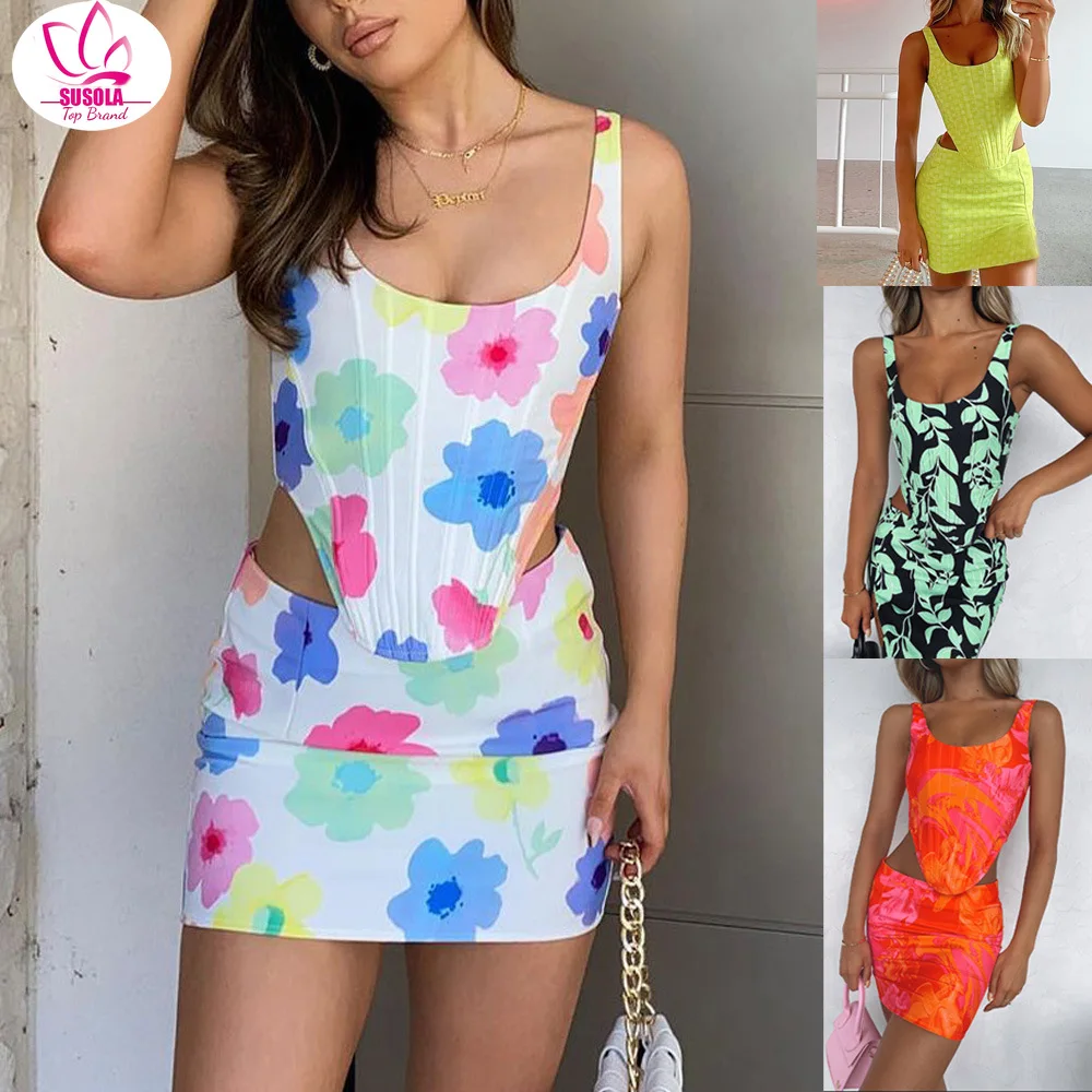 

Print Women's Irregular Top Hip Package Skirt Set Sexy Off Shoulder Tank Skinny Short Skirt 2 Piece Summer Lady Slim Outfits y2k