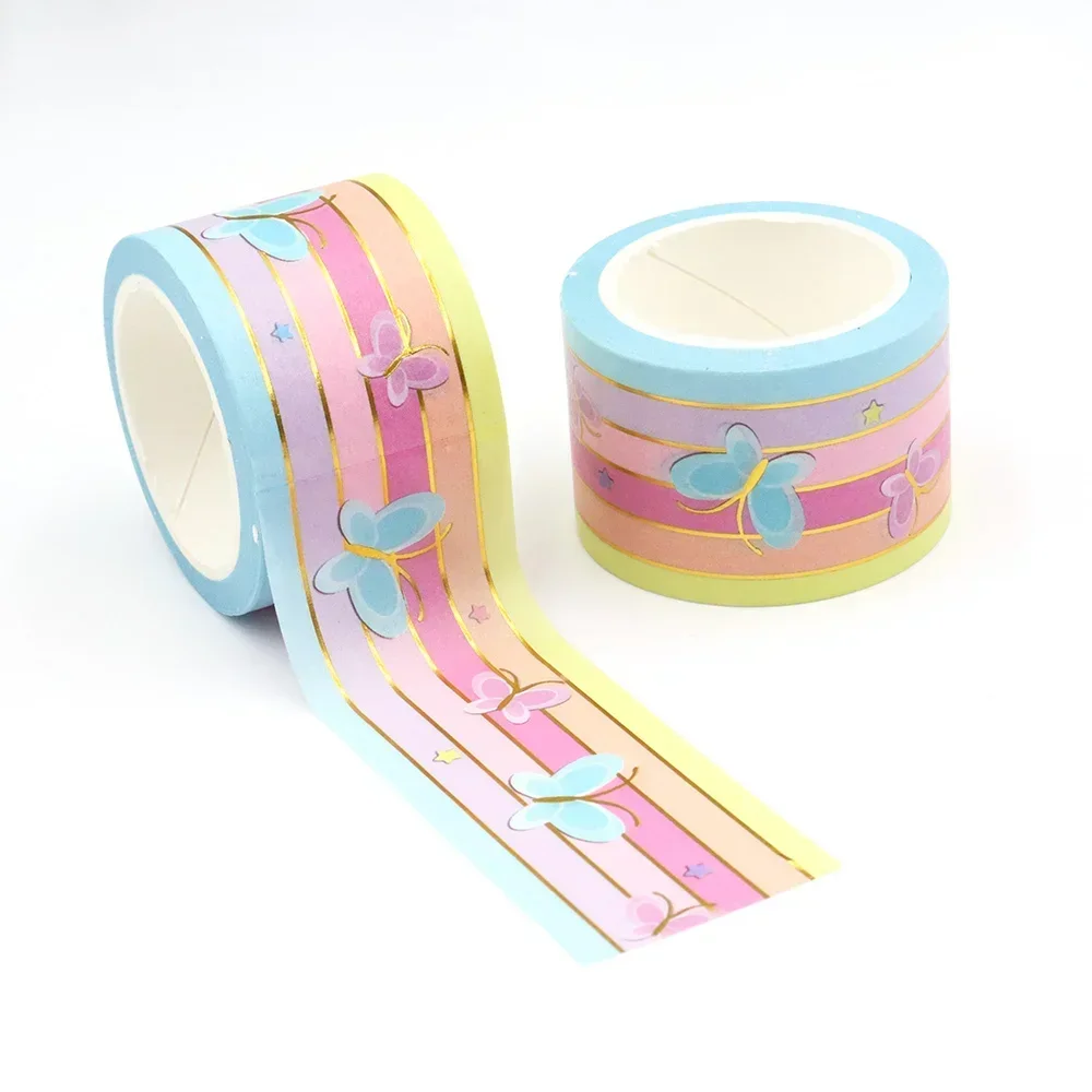 

NEW 1PC 30mm x 10m Colorful Stripes Butterfly Masking Adhesive Washi Tape office supplies stationary tape sticker