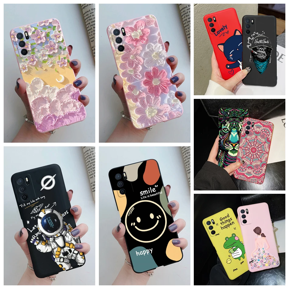 Per Oppo A54S Custodia Cph2273 Soft Silicone Flower Cartoon Fundas Cover Posteriore Del Telefono Per Oppo A54S A 54S Oppoa54S Custodia Coque 6.52 Poll