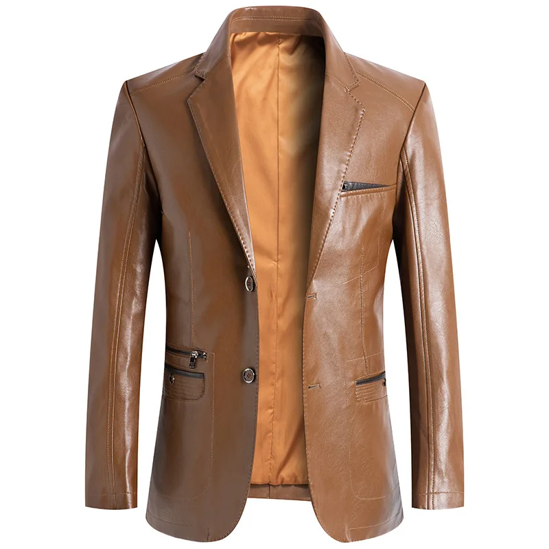 

Men's leather suit fashion non-ironing leisure suit leather suit jacket