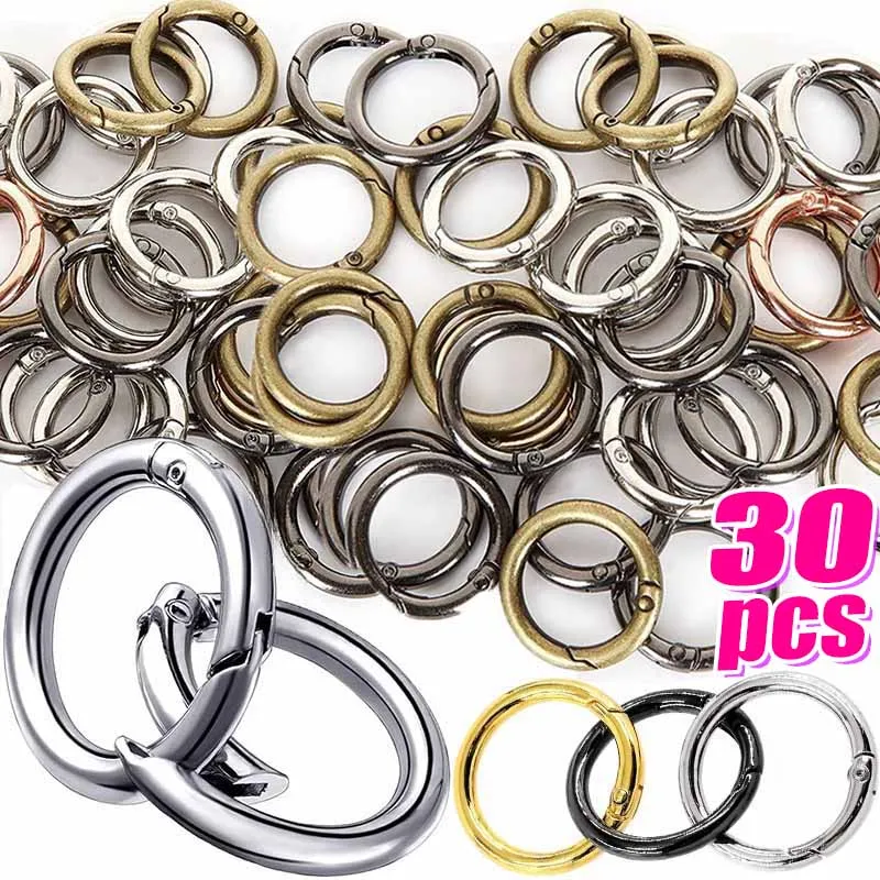 

30-10pcs O Round Bag Buckle Metal Clasps Buckles Spring Circular Carabiner Snap Hook Spring Keyring DIY Jewelry Bag Accessories