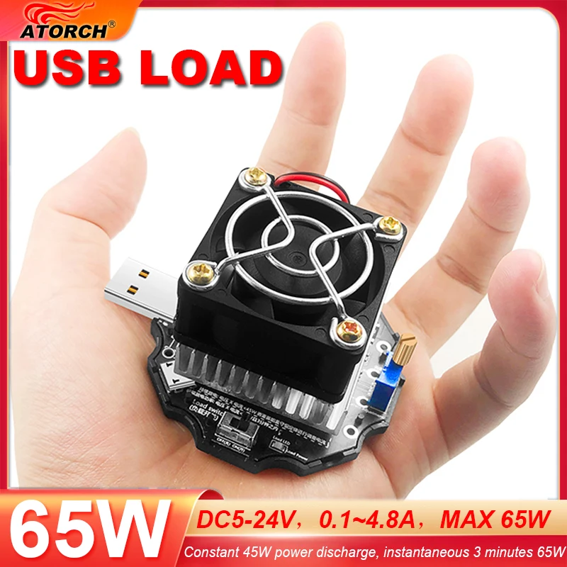 WANGCL 65W USB Load Tester Verstelbare Elektronische Lading Met Radiator Ventilator Ondersteuning Pd Snel Opladen voor Testen Opladen Power In combinatie met USB Test Meters