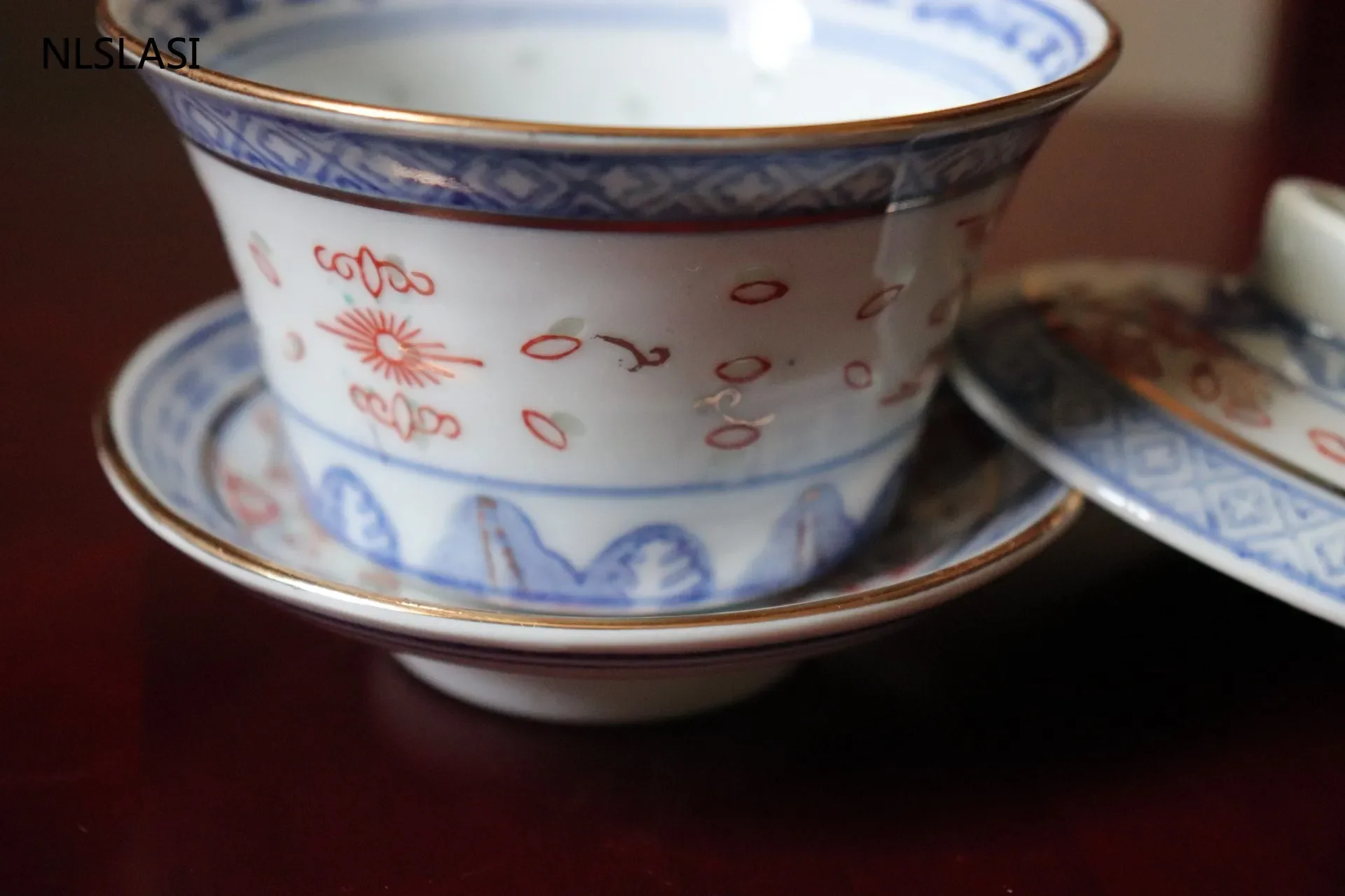 Jingdezhen Ceramic Sancai Gaiwan Teacup handmade Tea Bowl set Chinese Tea Tureen Porcelain Teaware Accessories Drinkware