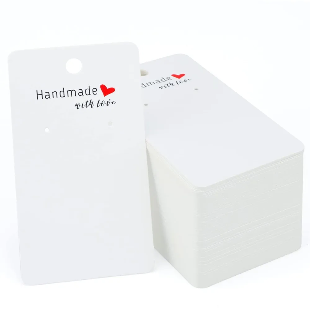 50 stücke 5x9cm Ohrring Display-Karten hand gefertigt mit Liebes halter für Ohr stecker Schmuck Verkauf von Klein unternehmen Verpackungs material