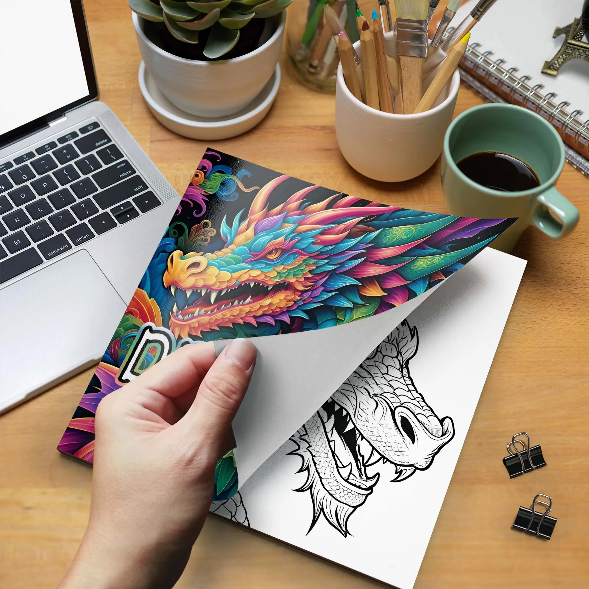 1 pc 24 Pages Dragon Coloring Book Different Patterns Parent child interactive gift Relax Art Self-painting book 5