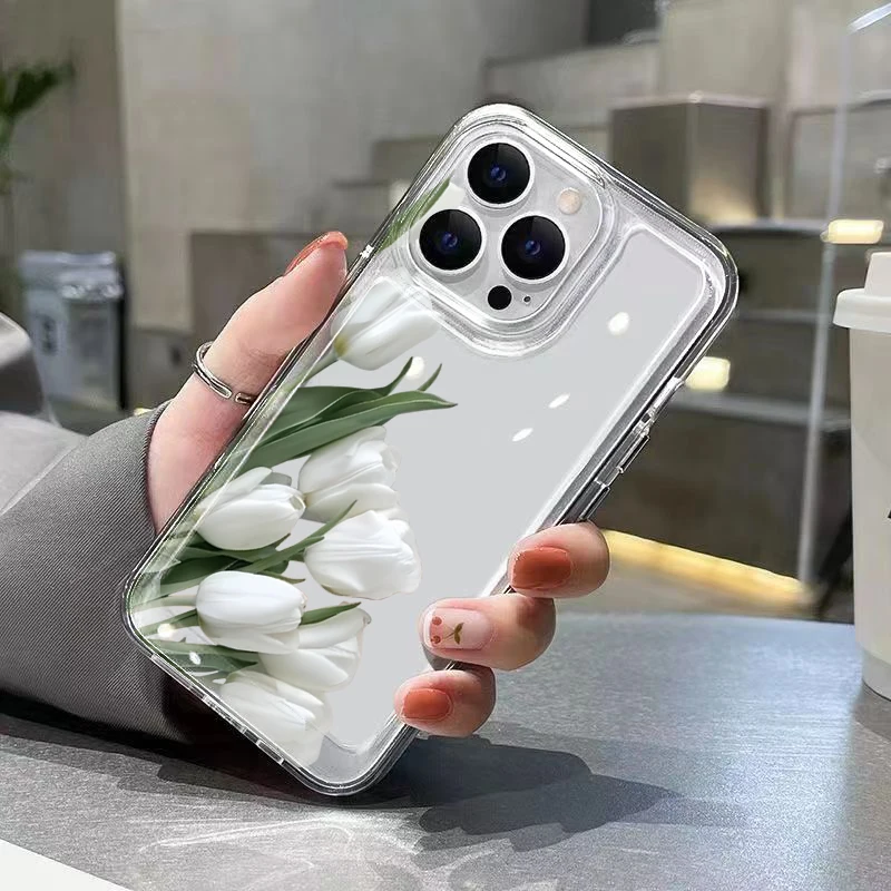 Aesthetic White Tulip Protective Phone Case