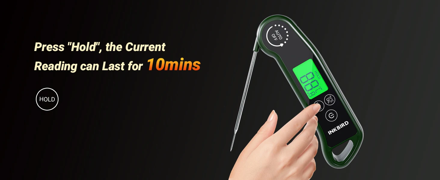 RHT-11K Instant Read Meat Thermometer, 0.5s Fast, ±0.3℃ Accurate, IPX5 Waterproo