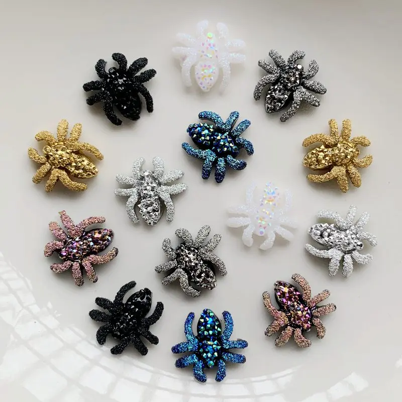 Resin Jewelry Accessories 30PCS 12MM Flat back Resin 3D Spider For Scrapbook Halloween