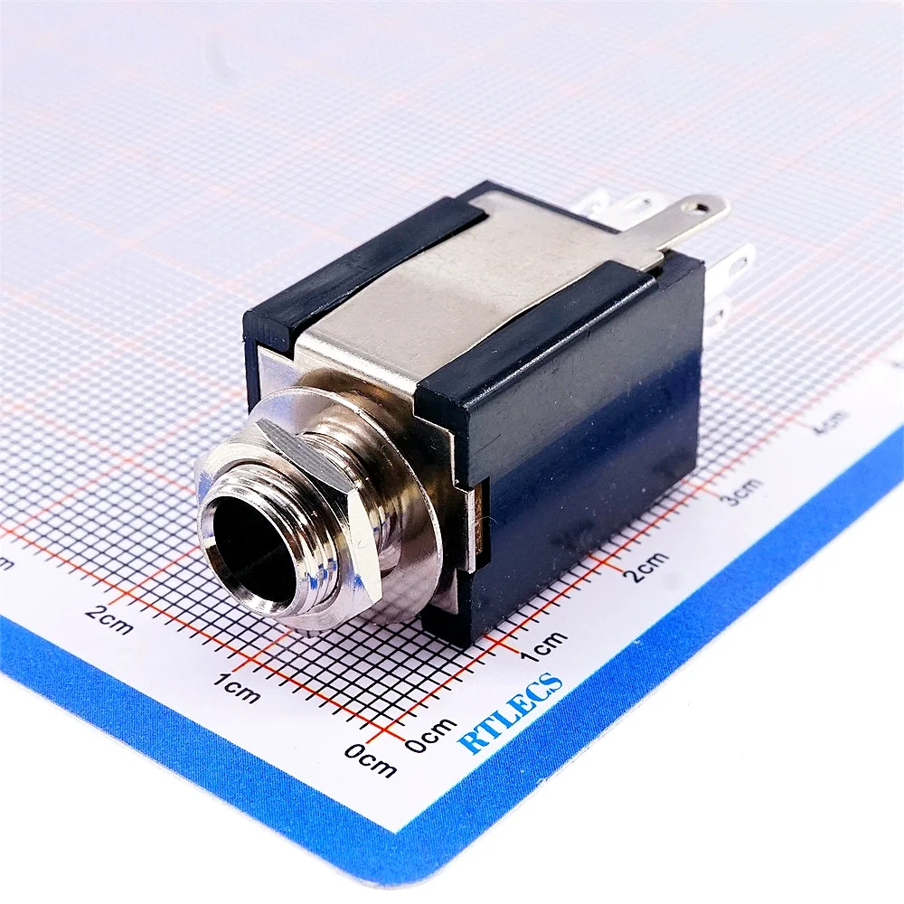 2/5/20 Stück 6,35 MM Telefonbuchse 3 5 9 Pin Stereo Typ Dual-Track TRS Audio-Anschluss Gitarren-Instrumenten-Panelmontage Schraubverbinder Vertikal – Detail 10