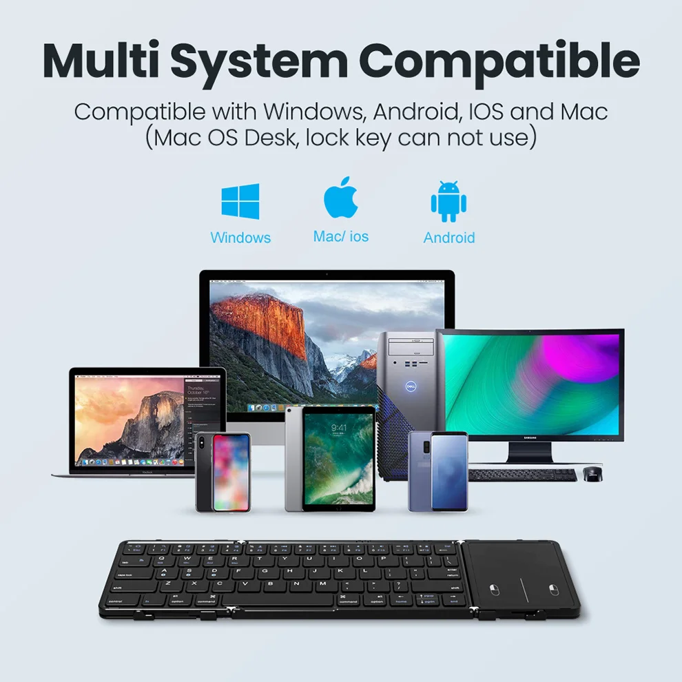 Teclado Bluetooth Dobrável com Touchpad sem Fio Couro pu Fit para Ios Android Windows Suporte Dispositivos - Imagem 5