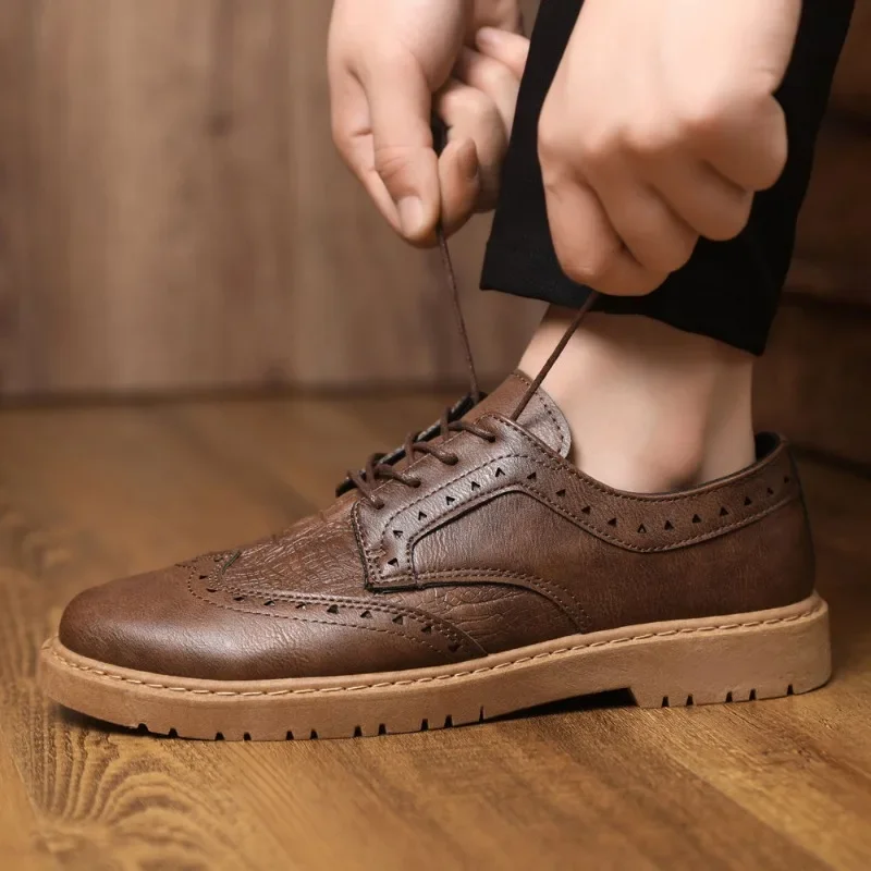 Dress Shoes New In Male Casual Shoe Brogue Men's Leather Business Formal Shipping Free Cheap Clearance Low Price Delivery Adults