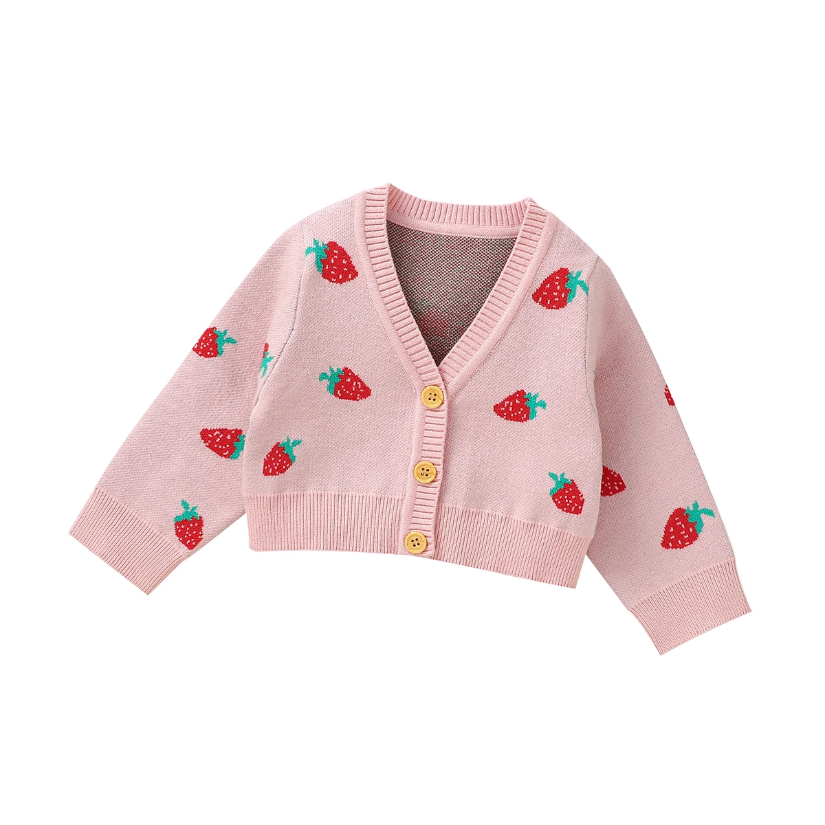 Children's Clothes Strawberry Sweater Knit Cardigan for Girls Boys Long Sleeve Keep Warm Thickened Jacket Loungwear Outfit Coat