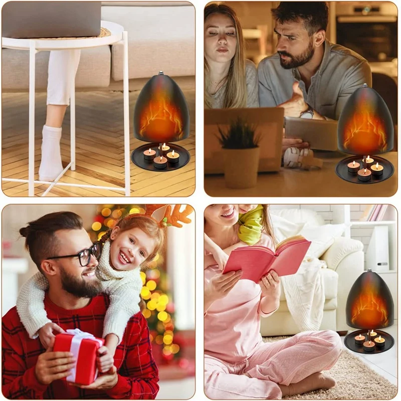 Tea Light Oven For Heating Metal Black Tea Light Candle Room Heater Heat Stove For Home Office