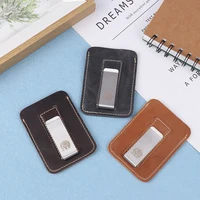 Thin Leather Money Clip Mini Wallet Men Credit Card Slot Slim Bills Metal Cash Clamp For Man Small Billfold Holder 1