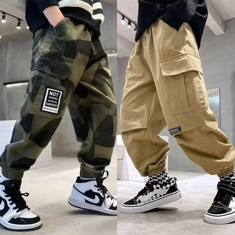 Boys Cargo Pants Pants for Big Boys Winter Cotton Teenage Waist Fashion Camouflage Sweatpants 6 8 10 12 Years