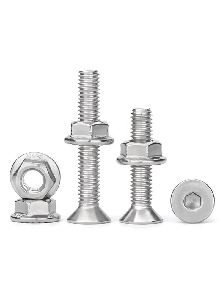 Description Picture 3 of itemM2.5 M3 M4 M5 304 Stainless Steel Allen Hexagon Hex Socket Countersunk Flat Head Screw Flange Nuts Combination Kit Set
