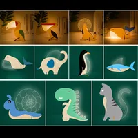 Animals LED Night Light Wood Acrylic Table USB Lights Decorate For Children Baby Kids Bedside Lamp Pelican Sirius Whale Toucan 2